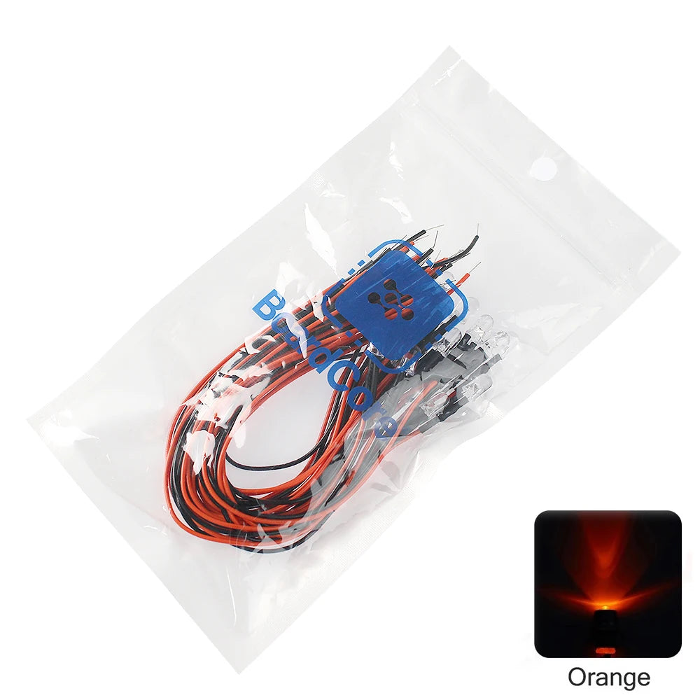 diodes led 12v 5mm câbles colorées rouge blanc bleu vert Jaune transparentes standard