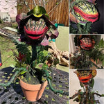 statue plante carnivore audrey ii halloween réplique plante vert rouge marron feuilles texturées pot