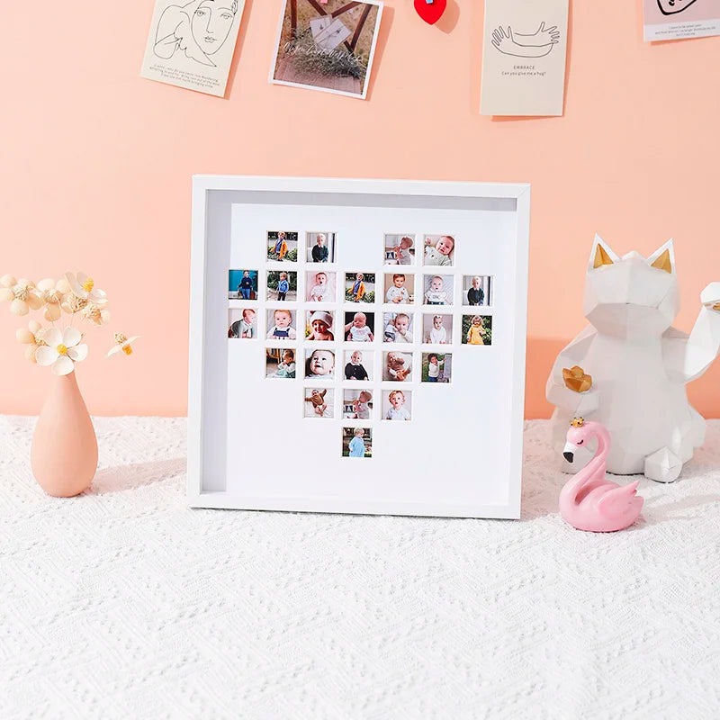 Cadre photo moderne cœur photos anniversaire mariage retraite noël minimaliste clips boisclair