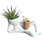 pots fleurs décoratifs résine visage souriant moderne succulente aloe vera blanche rouge beige