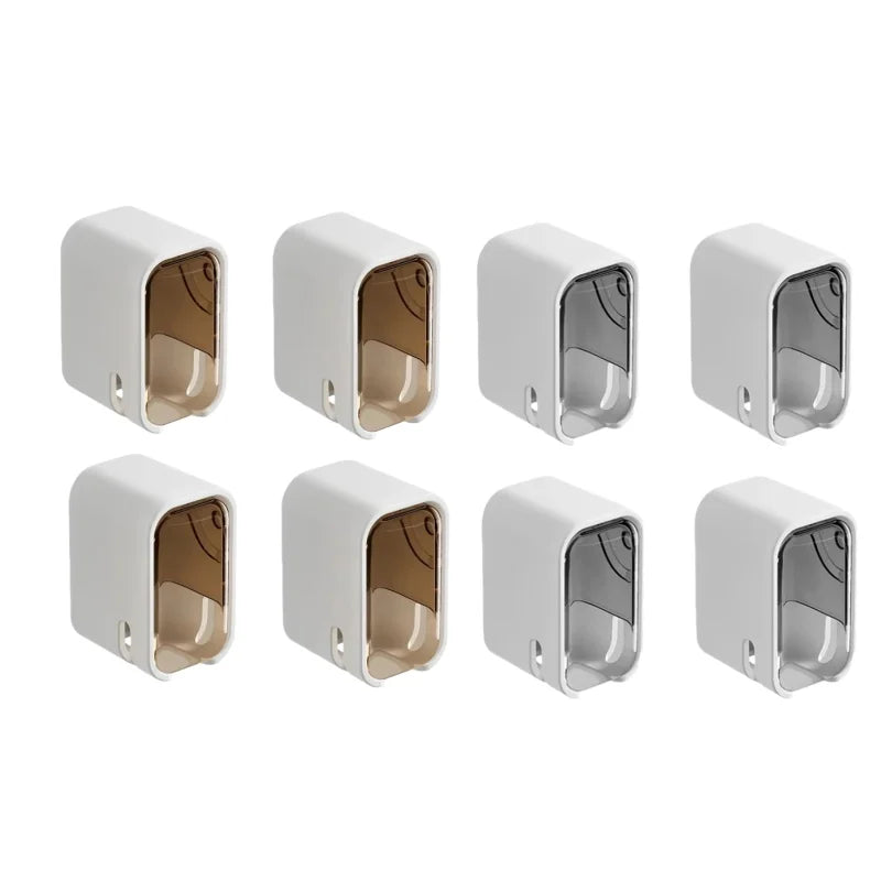 porte brosses dents blanc moderne adhésif sans perforetion anti poussière pièces transparent salon bain