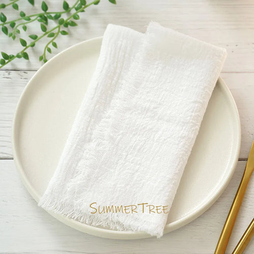 serviette table coton beige clair texture rustique décoration maison mariage