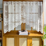 rideau floral dentelle polyester blanc translucide vintage champêtreextérieur fixe single panel