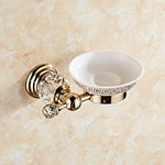 accessoires salle bain or cristaux porte serviettes savon gobelets élégants vis fixés