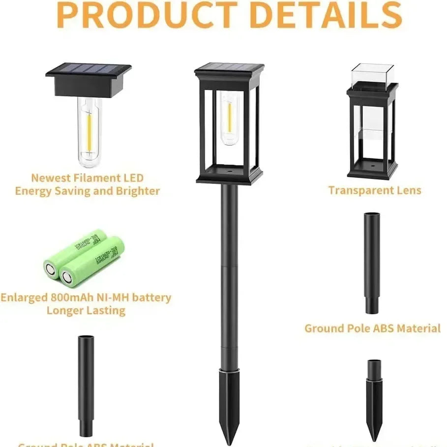lampes solaires led étanches modernes noires transparentes jardin allée automatiquesurgence