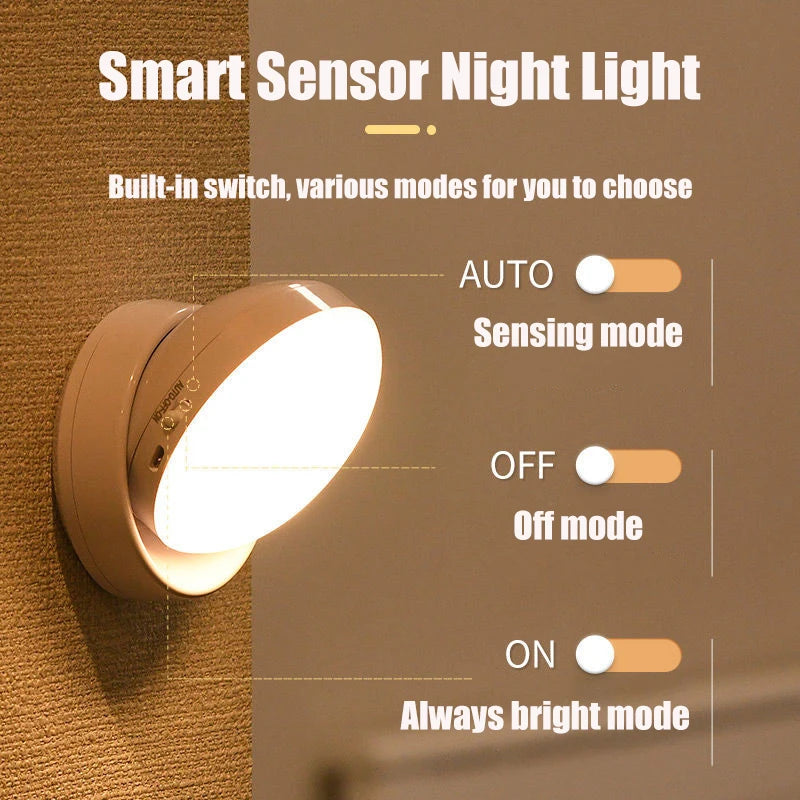 lampe nuit recharge usb sensor mouvement blanc moderne aimant control son lumière chambre couloir