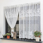 rideau blanc brodé fleur transparent classique cuisine tulle polyester inclusion ruban fixation