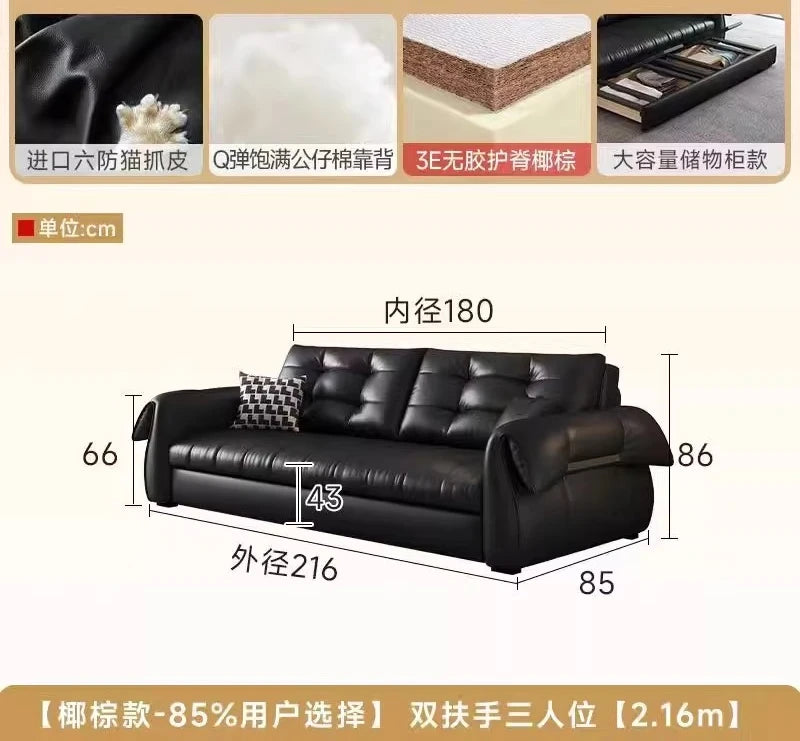 canapé lit noir simili cuir moderne coussin décoratif table basse tapis couverture