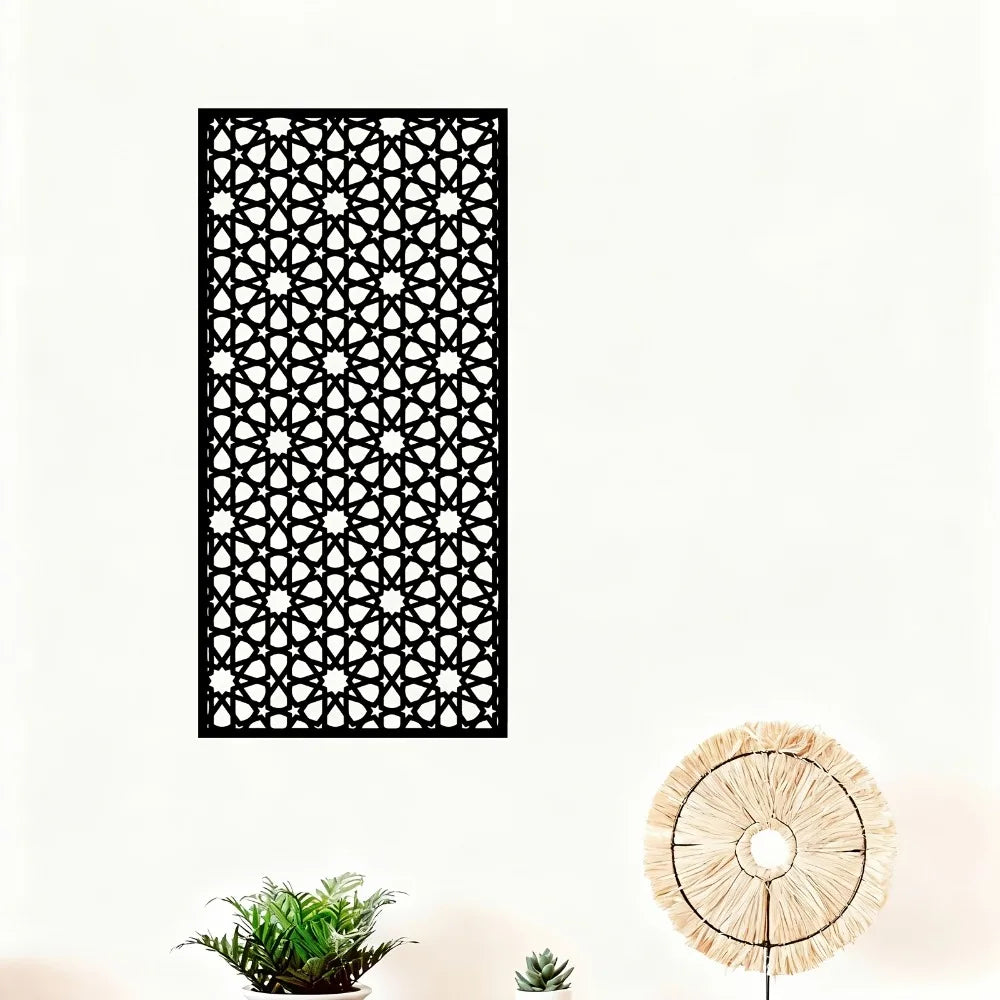 décoration murale métal géométrique arabe treillage noir blanc contemporainintérieurextérieur