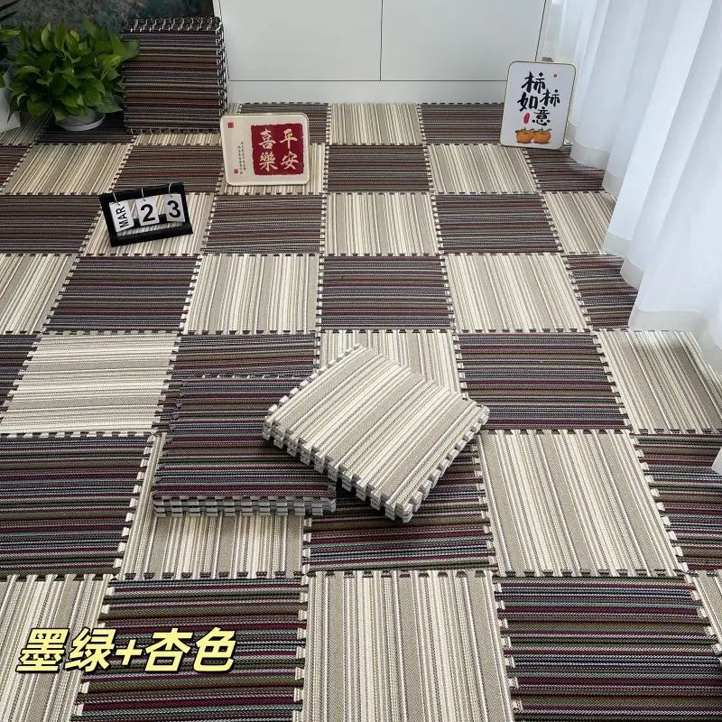 tapis sol modulable multicolore rayures modernes clips fixations extérieur salon chambre