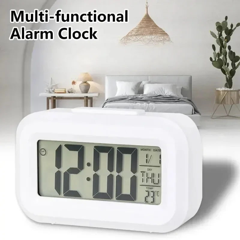 horloge numérique multifonctionnelle moderne affichage heure jour date température blanc noir rose verte bleue