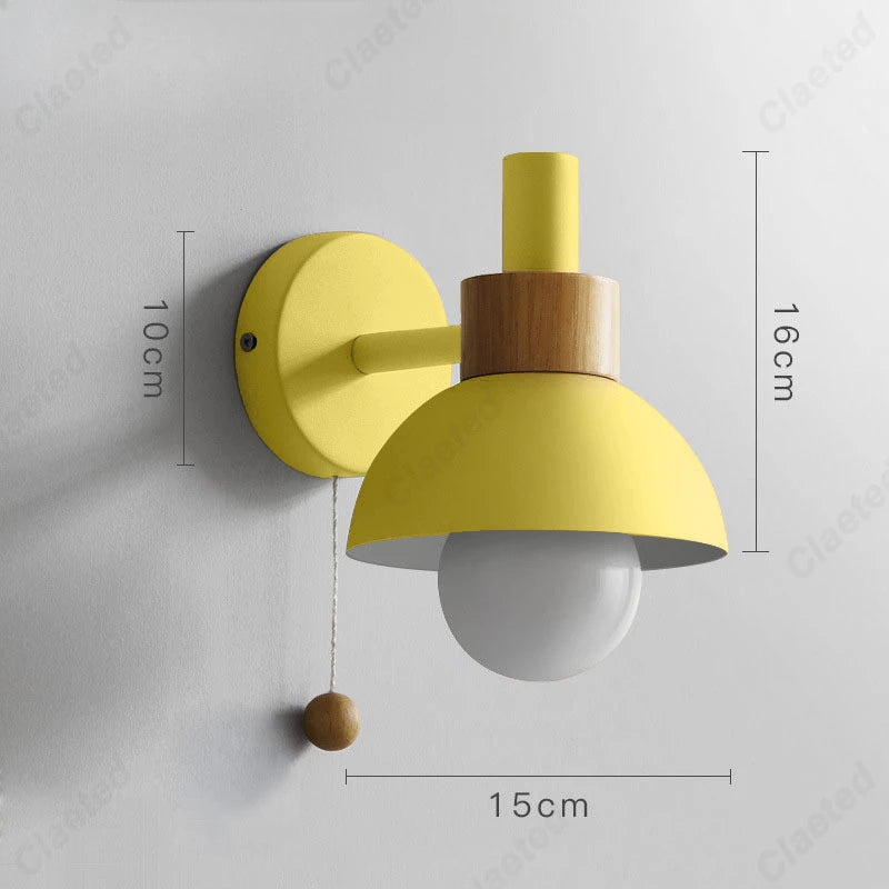 applique murale moderne vert jaune rose blanc ampoule led câble interrupteur chambre salon