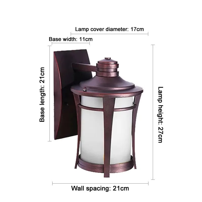 lampe murale extérieure bronze blanc translucent texture métallique classique rustique fixée mur