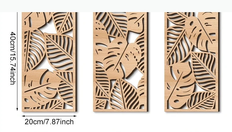 panneaux decoratifs murals modernes motifs vegetaux geometriques beige clair marron foncé vert foncé minimalistes