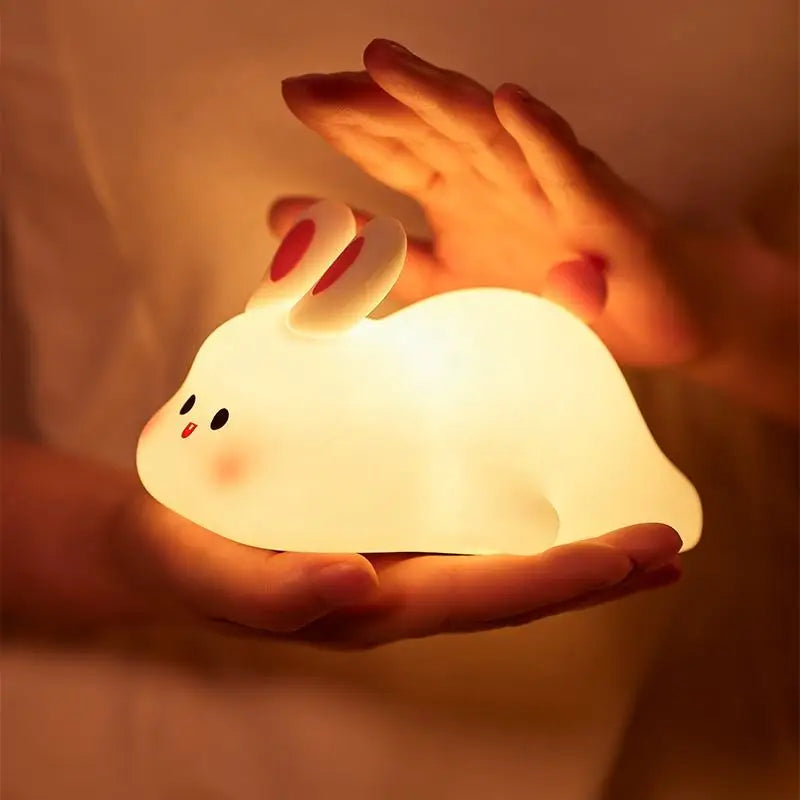 lampe chevet veilleuse lapin blanc rose mignon cartoon chambre enfant