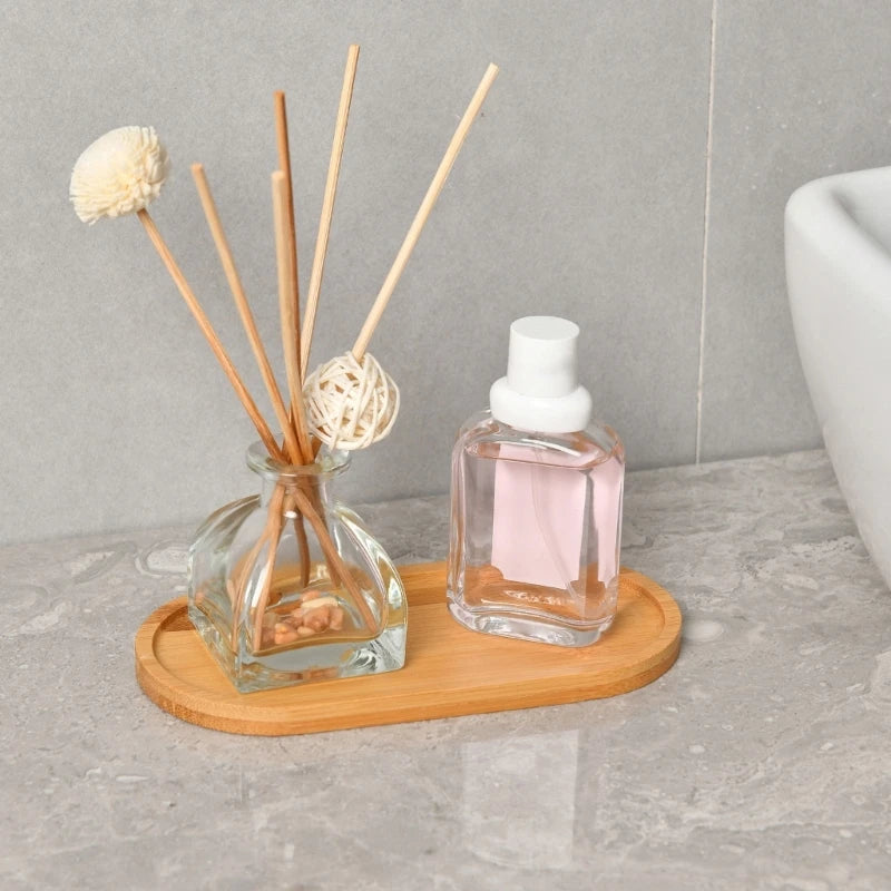 assiettes bambou naturel moderne rustique grain bois plante artificielle fleur gobelet savon liquide