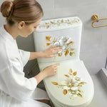 stickers decoratifs toilettes fleurs dorées brillantes luxe floral chambre