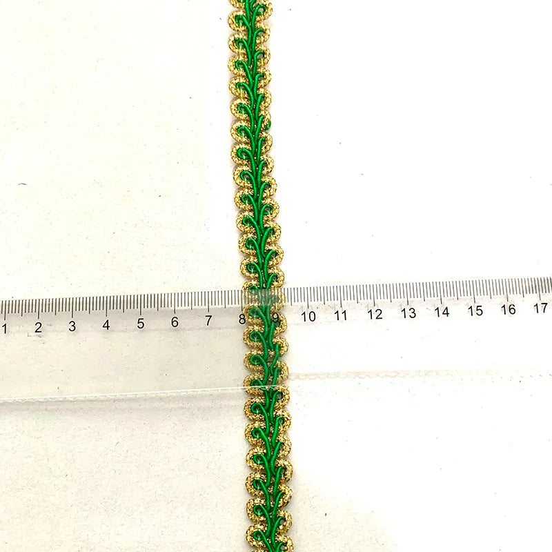 ruban décoratif dentelle polyester 1.4cm large blanc or rouge rose vert orange bleu motif