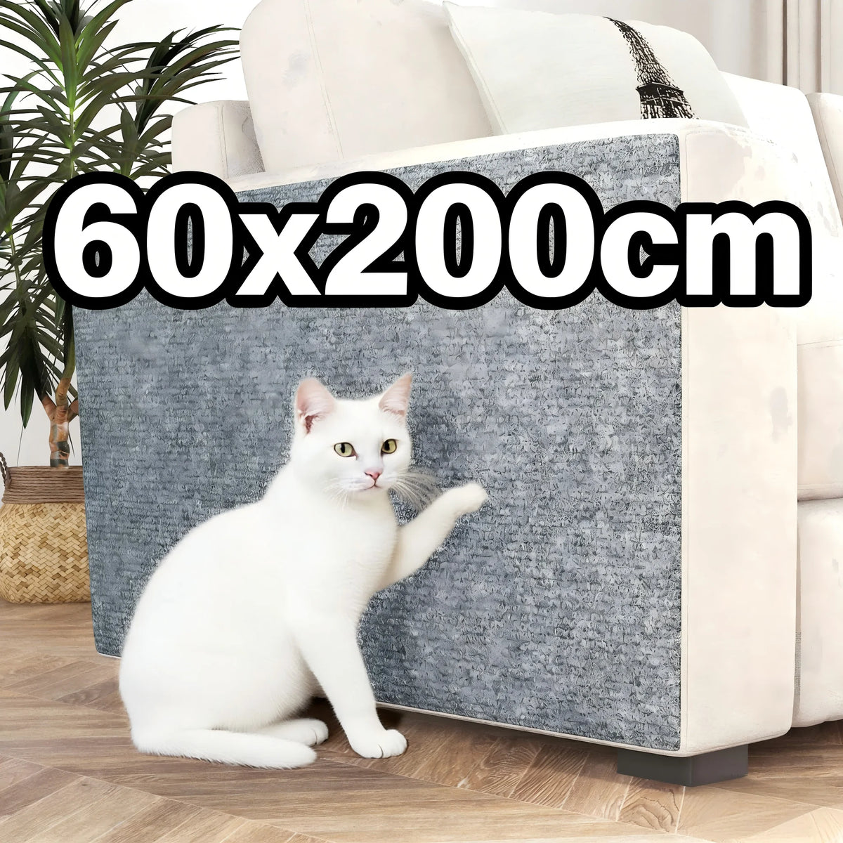 tapis protection meuble anti griffure adhésif gris moderne 60x200cm tissu uni