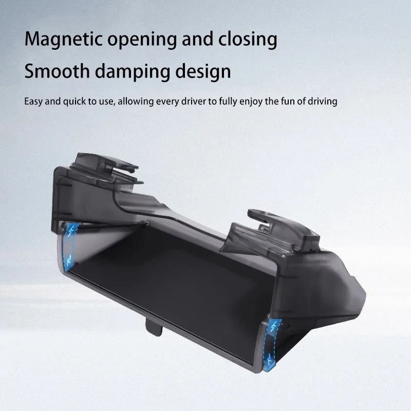 rangement voiture adhésif ouverture magnétique écran tableau bord compatible tesla moderne minimaliste