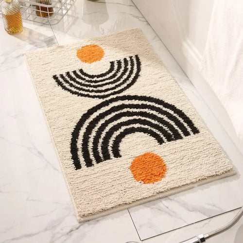 tapis bain microfibre doux moelleux motif géométrique moderne salle bain séchage rapide