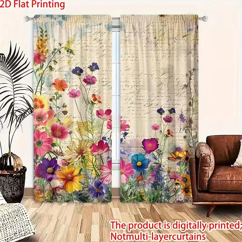 rideau imprimé fleurs colorées moderne polyester 24x59in 30x65in 41x91in 51x83in chambre salon
