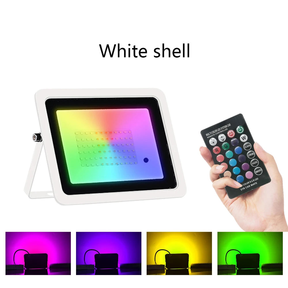 projecteur led rgb noir blanc moderne ip68 waterproof télécommande mise valeur