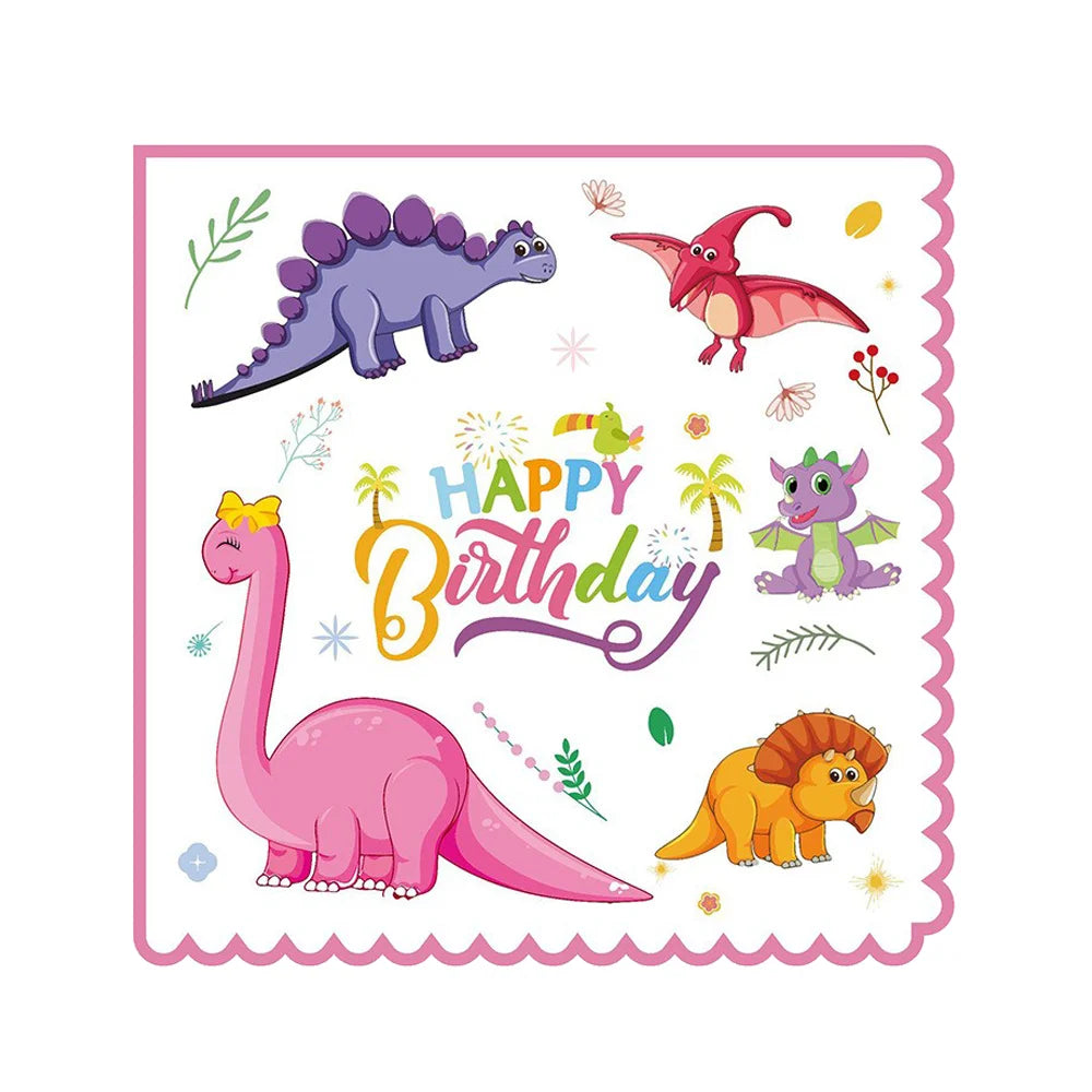 serviettes jetables multicolores dinosaures anniversaire enfants poisson d'avril mariage fiançailles noël parties
