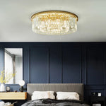 suspension lumineuse moderne cristaux noir doré led élégante tringle chambre salon