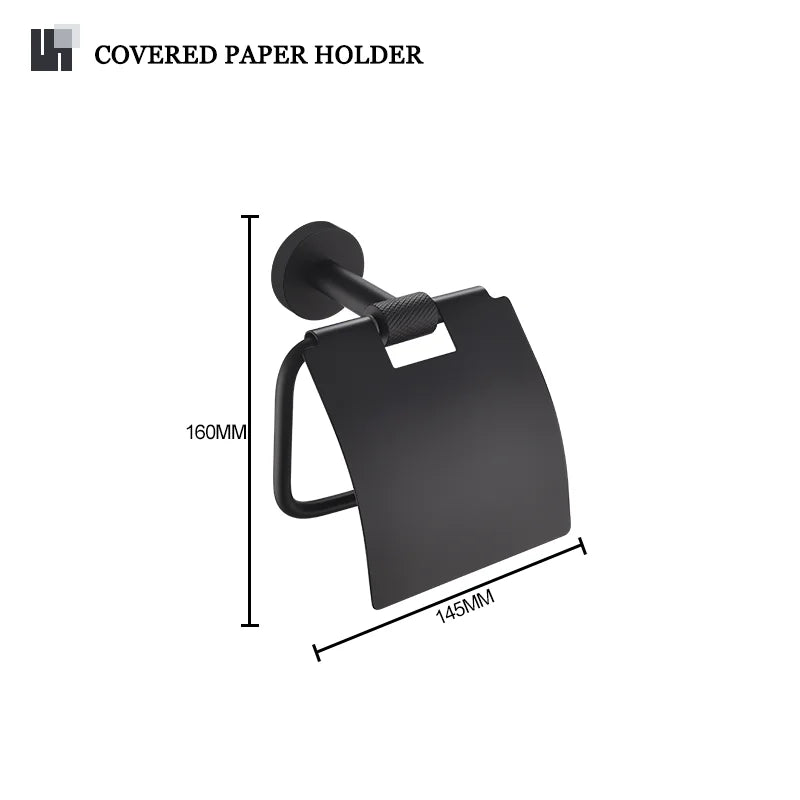 accessoires salle bain noir mat modernes fixations papier toilette verre dents brosse dents