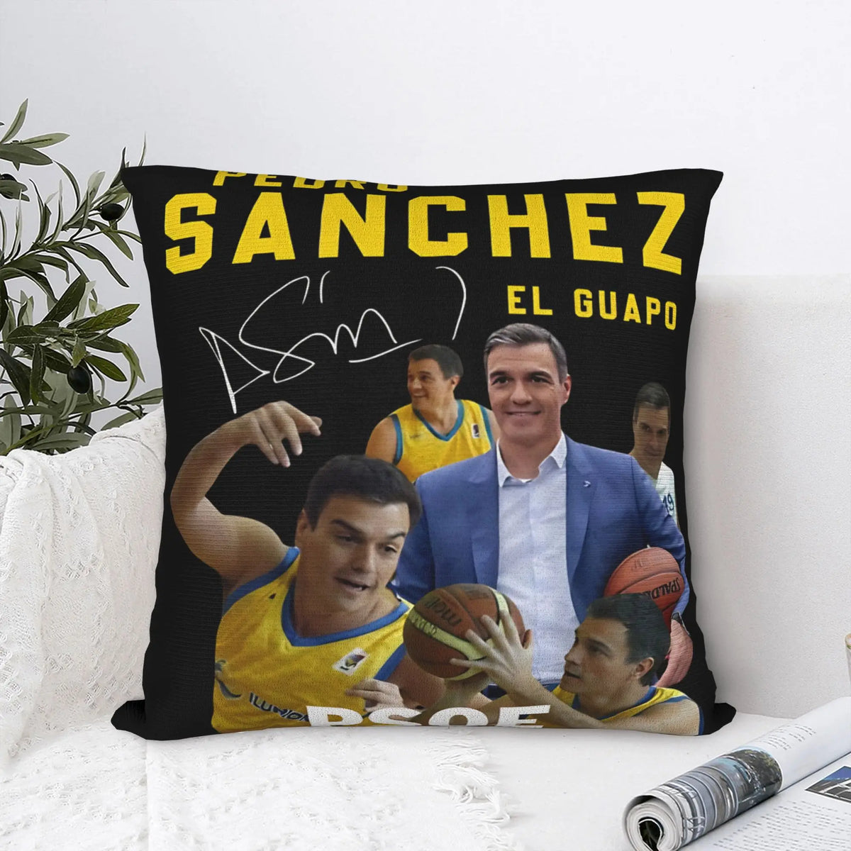 taies d'oreiller motif basket noir zip invisible moderne lit polyester coton pedro sanchez psoe