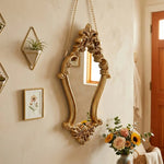 miroir decoratif baroque or floral suspendu chaîne vintage chambre salon entree