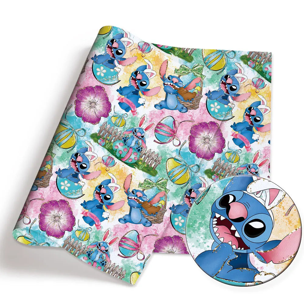 tissu coton imprimé personnages animés stitch minnie daisy carl enfants 140x50cm