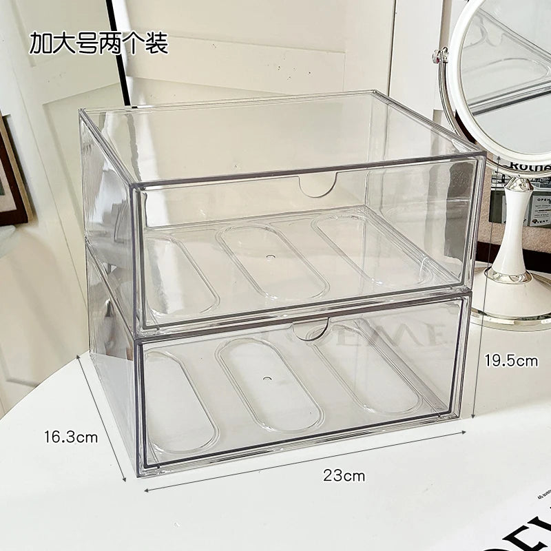boîte rangement cosmétique transparente acrylique anti poussière tiroirs empilable moderne minimaliste