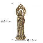 statue religieuse dorée détaillée motif traditionnel classique base fleur lotus