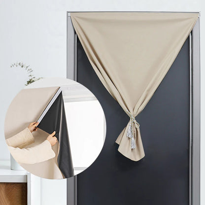 Voilage occultant beige petite hauteur 120 cm pour porte ou fenêtre avec attache simple