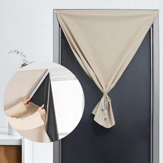 Voilage occultant beige petite hauteur 120 cm pour porte ou fenêtre avec attache simple