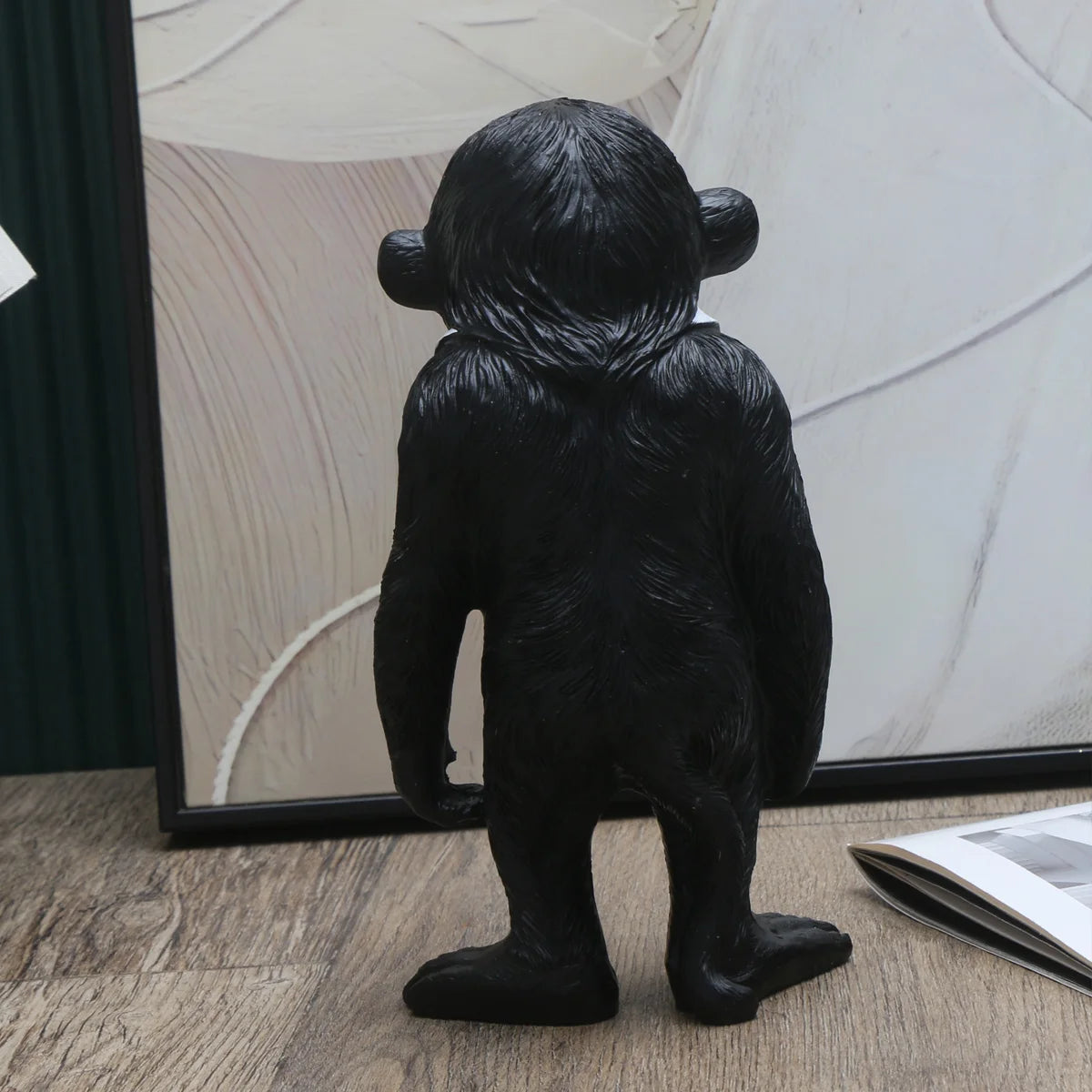 statuette moderne singe résine blanc noir peau texte do nothing vous vivrez plus longtemps