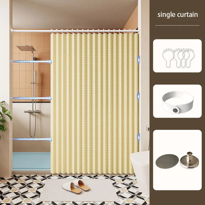 rideau douche gris clair moderne texture géométrique imperméable polyester salle bain maison