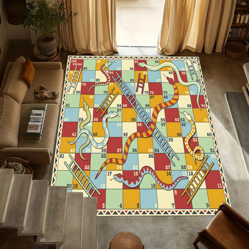 tapis jeu multicolore serpent escaliers moderne anti dérapant 50x80cm 80x120cm 120x160cm