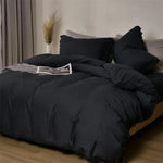 Housse de couette 100% coton lavé unie grise style minimaliste