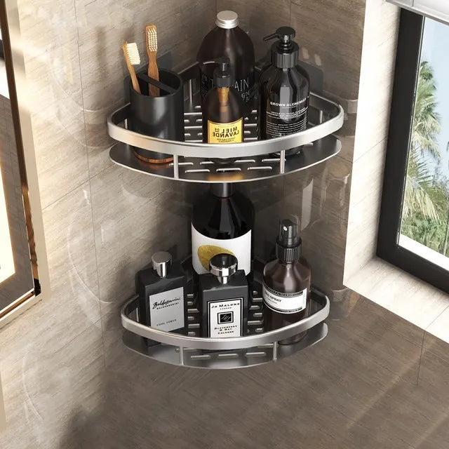 étagère salle bain or moderne adhésive aluminium unique réutilisable mur grille perforations