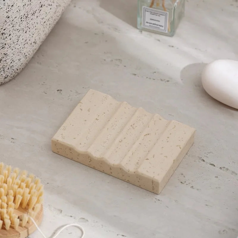 support savon pierre naturelle texture granulée minimaliste couleur beige clairintérieur décoration objet decoratif opacité