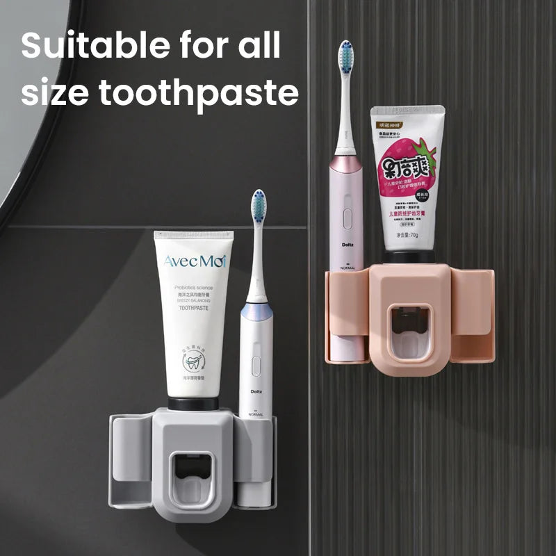 porte brosses dents tubes dentifrice adhésif moderne bleu rose gris blanc minimaliste