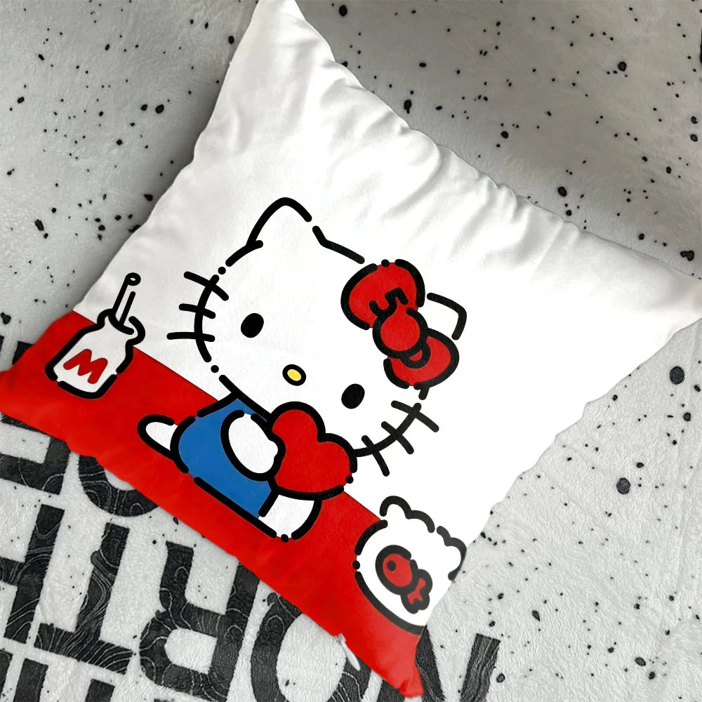 housse coussin carré hello kitty motif fleurs lapin ours coeurs chaussettes polyéstère decorative lit
