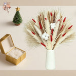 Bouquet fleurs séchées pampas blanche rouge décoration maison anniversaire boho festive