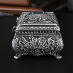 boîte bijoux argentée ornements floraux classique réutilisable rangement bijoux baroque cadenas vintage
