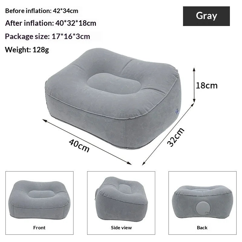 coussin gonflable pvc gris violet velours moderne massage relaxation voyage