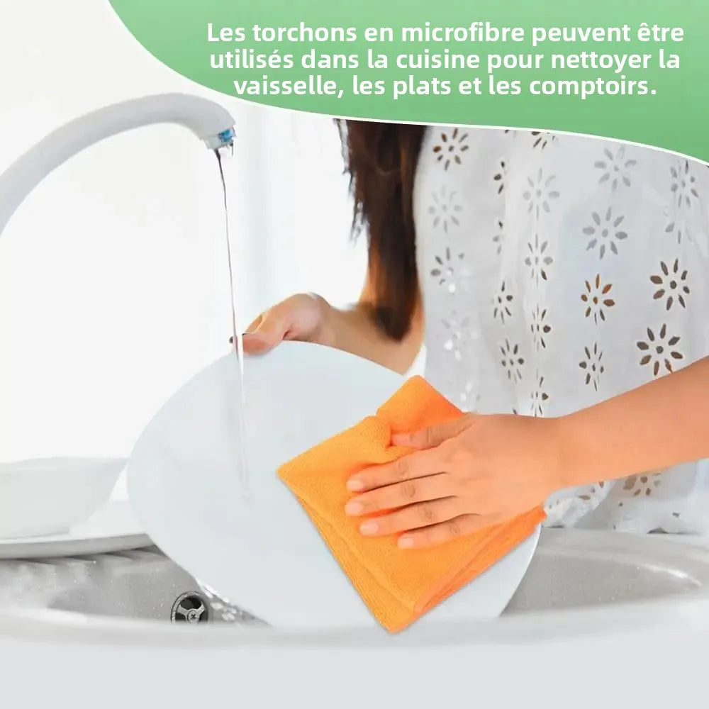 torchons microfibre couleurs mixtes rayures horizontales absorbants réutilisables nettoyage moderne utilitaire 30x30cm