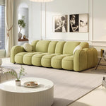 canapé d'angle moderne orange vert clair beige coussins contemporain minimaliste scandinave